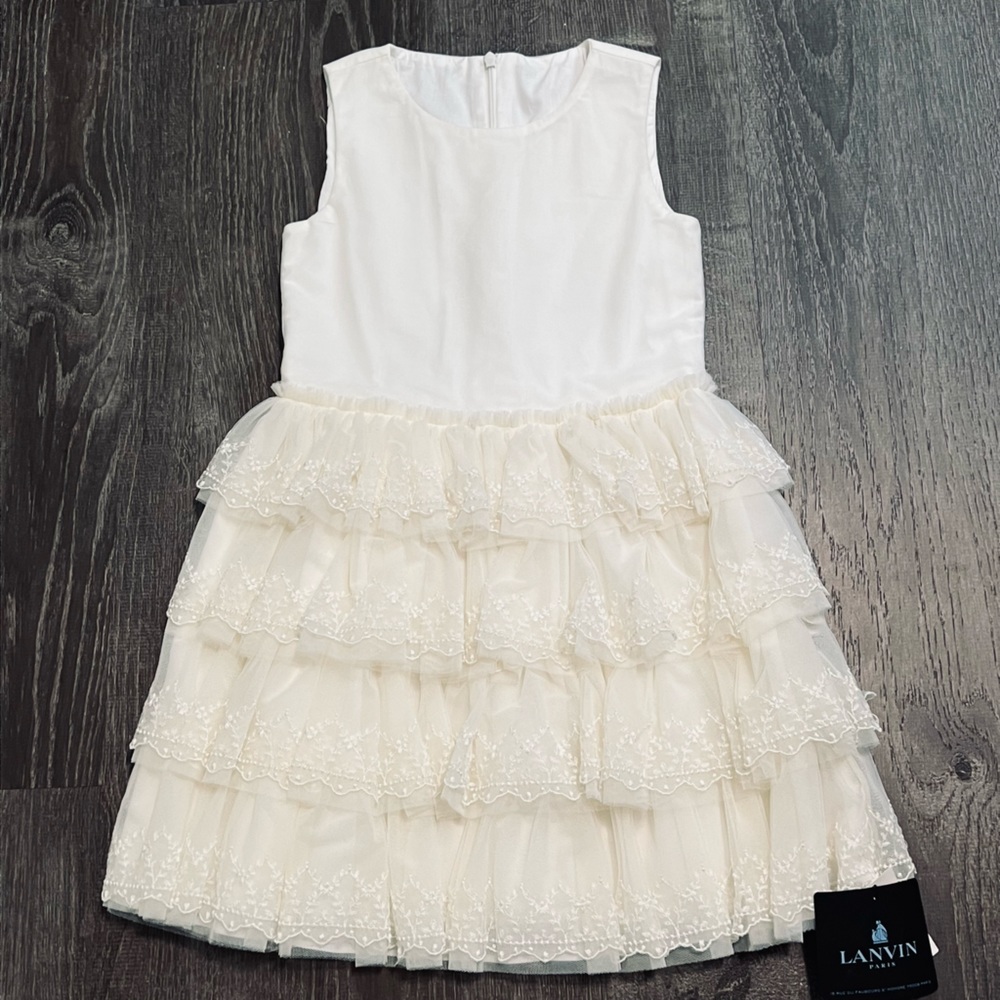 LANVIN***Ivory White Flower Girl Party Dress**size 6 $1087